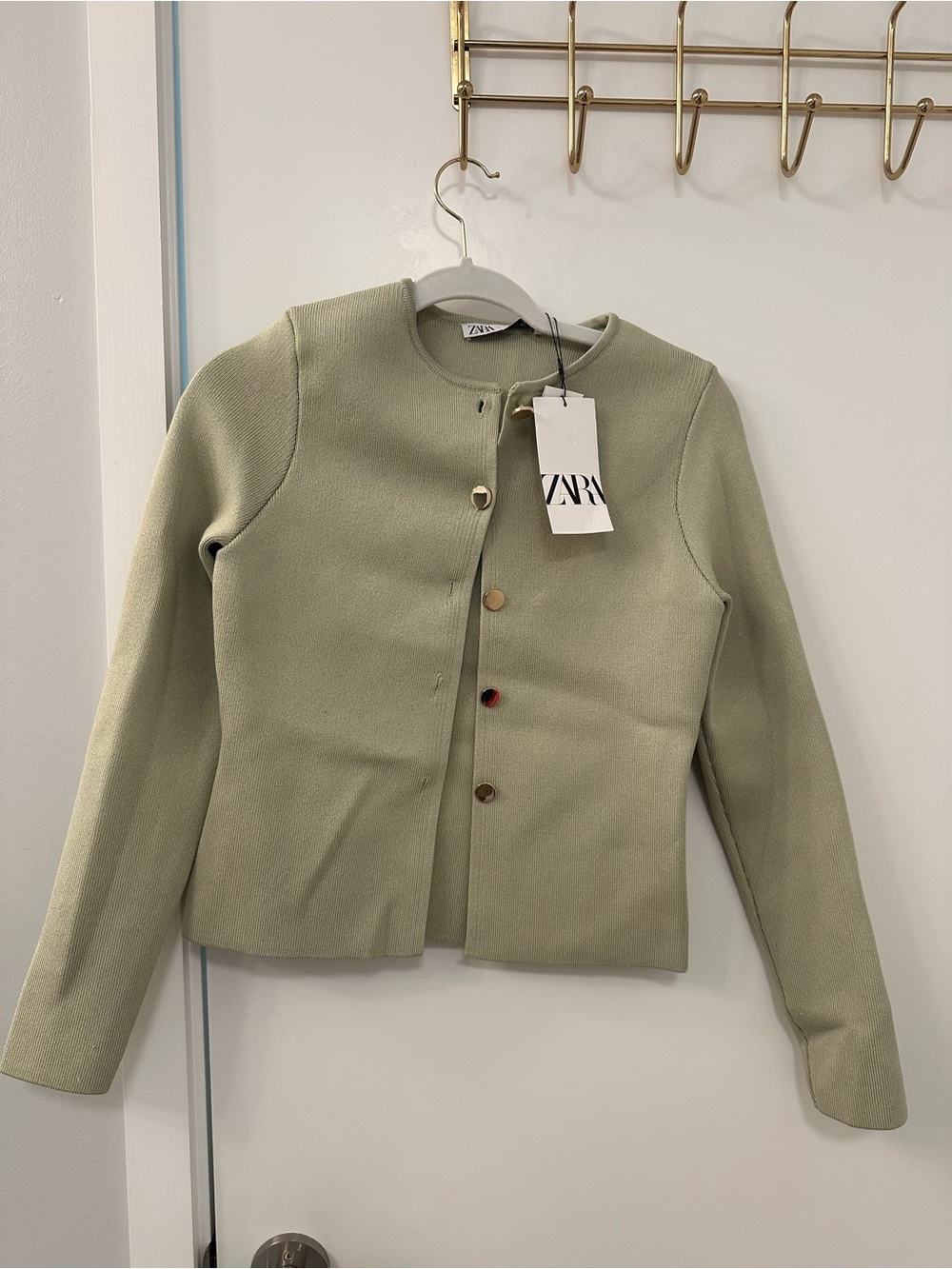 Zara Sage Green Round-Neck Blazer Jacket